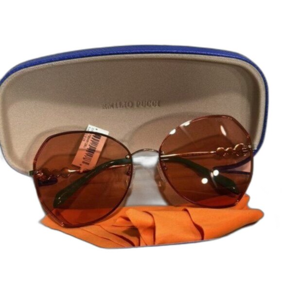 Emilio Pucci 61mm Square Sunglasses Shiny Rose Gold - Picture 2 of 8